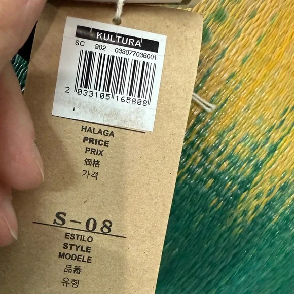 Le SacHandmade Woven Gradient Green and Yellow Bag